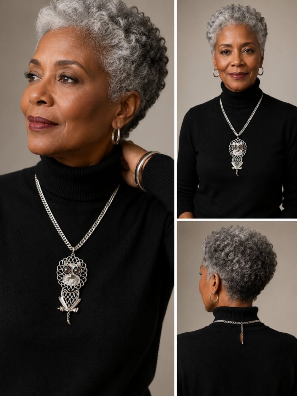 Vintage 1970s Articulated Silver Lion Pendant Necklace